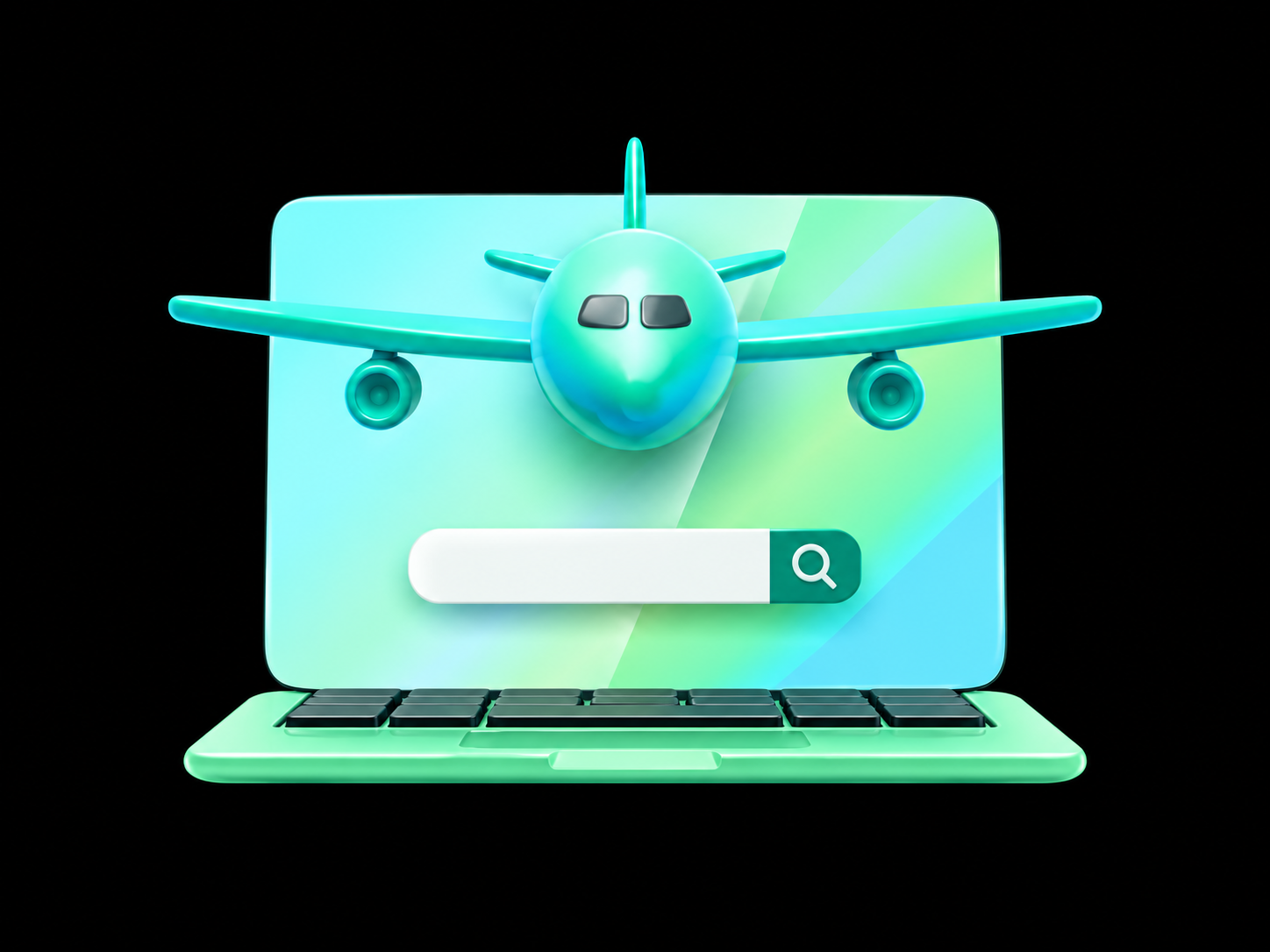 Avión y computadora para buscar boletos de avión